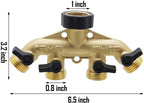 Greenhaus Gardening Brass Hose Connector Splitter with Shutoff Valves