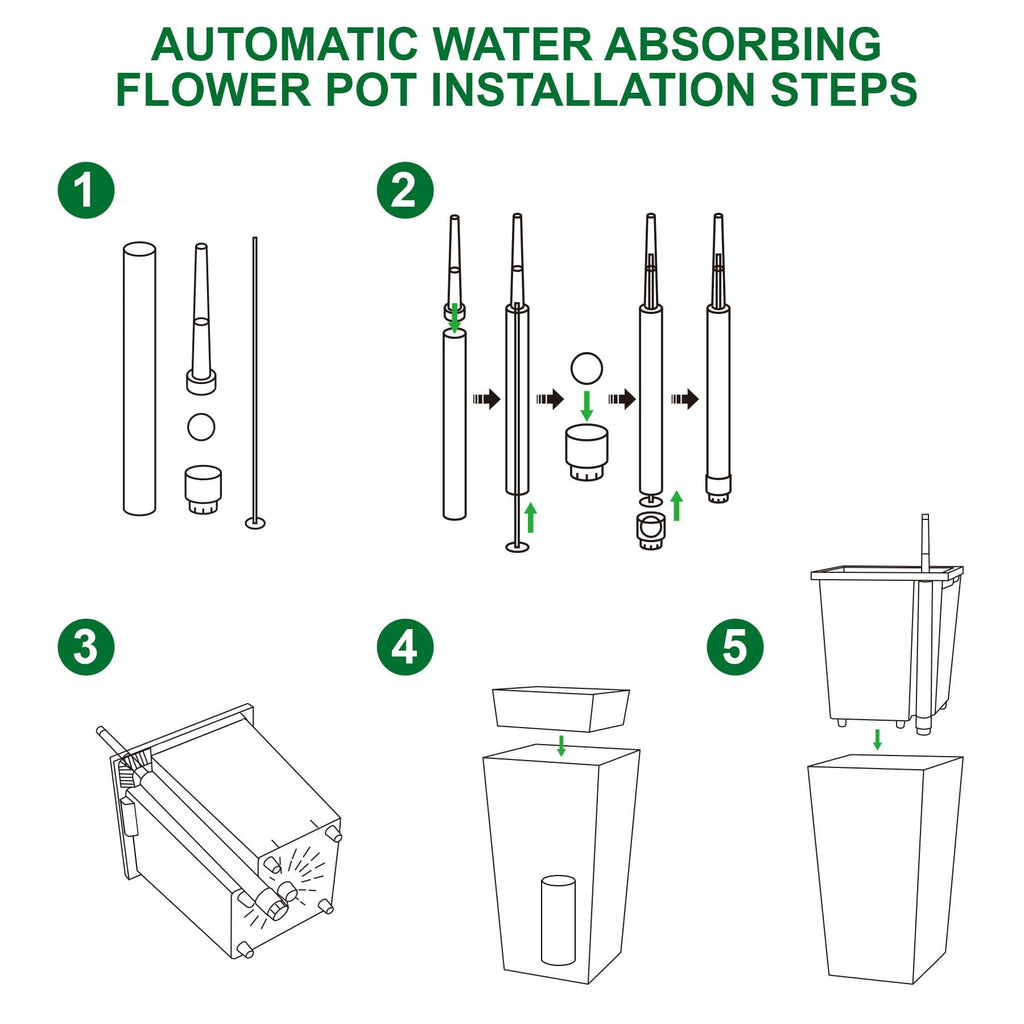 Greenhaus Gardening 30-Inch Self-Watering Tall Planters Set of 2