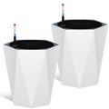 Greenhaus Gardening 16-Inch White Diamond Self-Watering Planters Set of 2