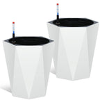 Greenhaus Gardening 16-Inch White Diamond Self-Watering Planters Set of 2