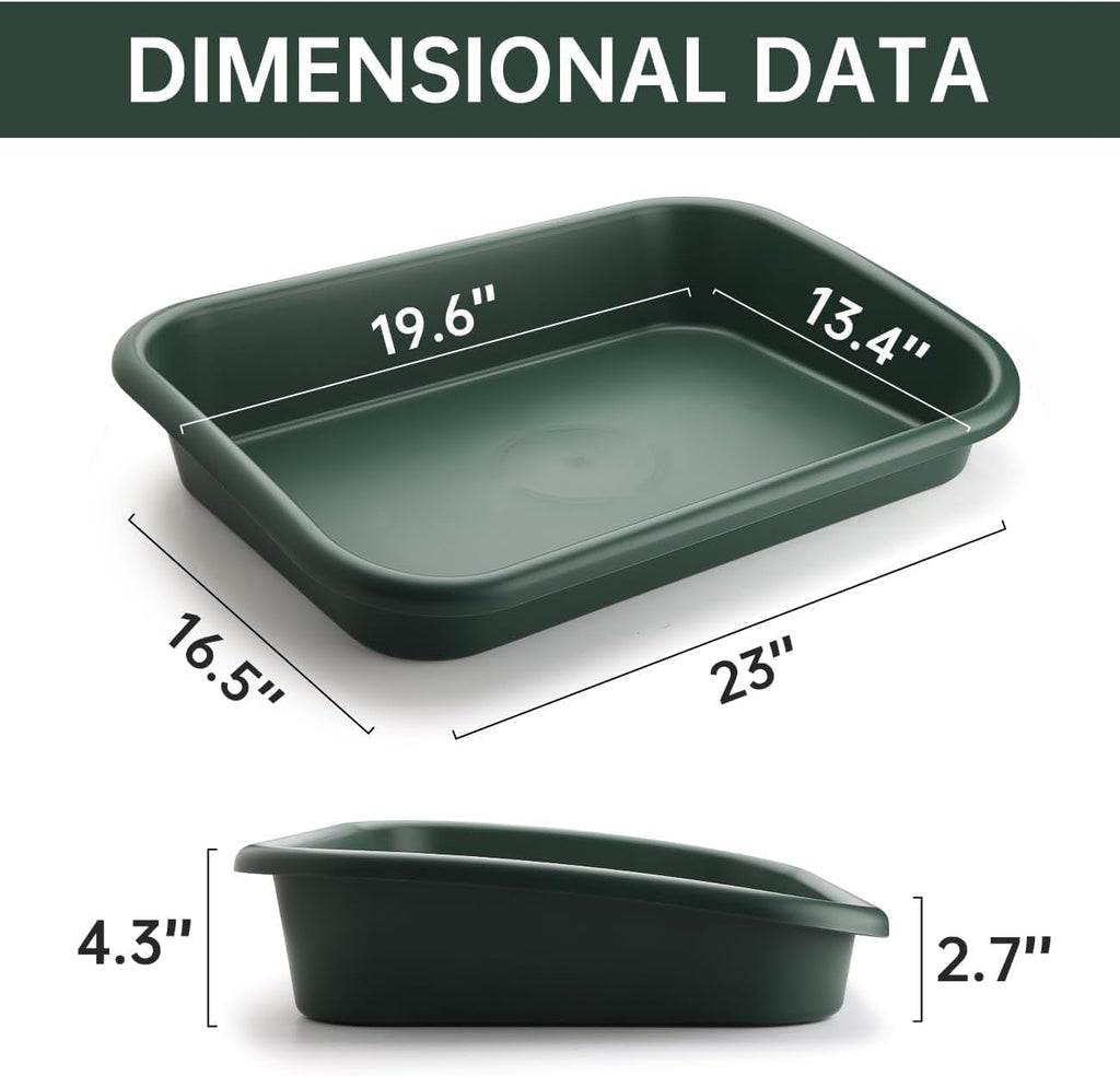 Greenhaus Gardening Extra-Large Heavy-Duty Potting Tray Set for Repotting, Soil Mixing & Bottom Watering – 2 Pack