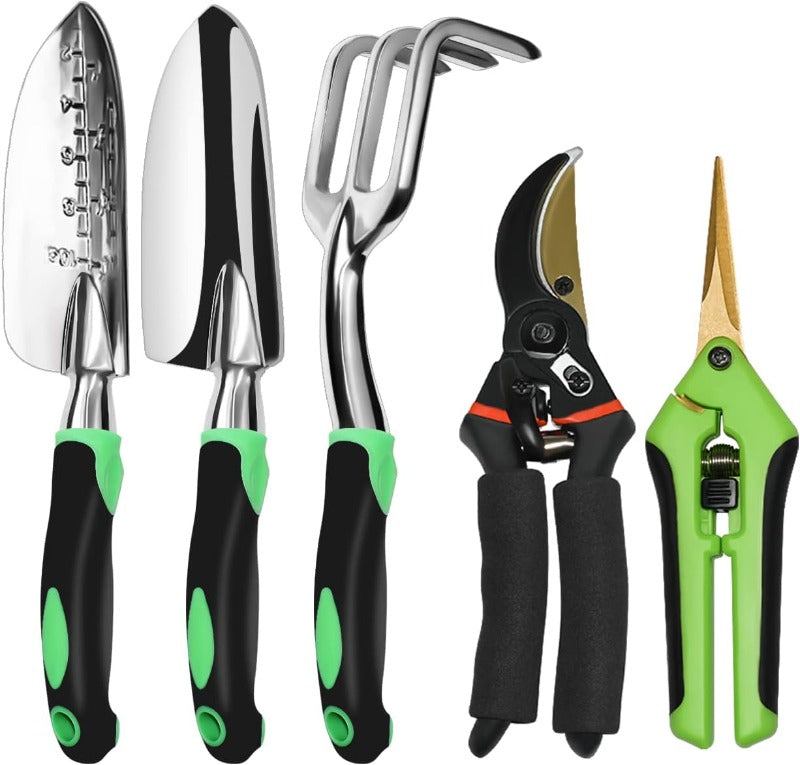 GreenHaus Gardening 6-Piece Heavy Duty Garden Hand Tools for Digging & Weeding
