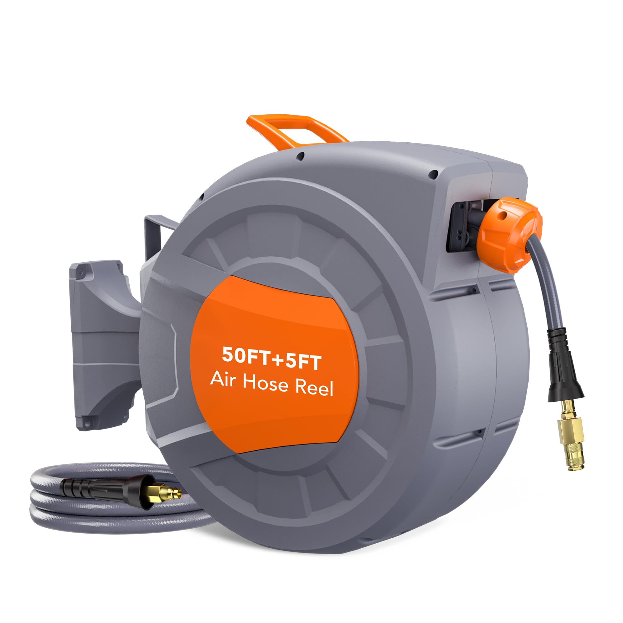 Greenhaus Gardening 50 ft Retractable Air Hose Reel with Auto Rewind & 180° Swivel Bracket