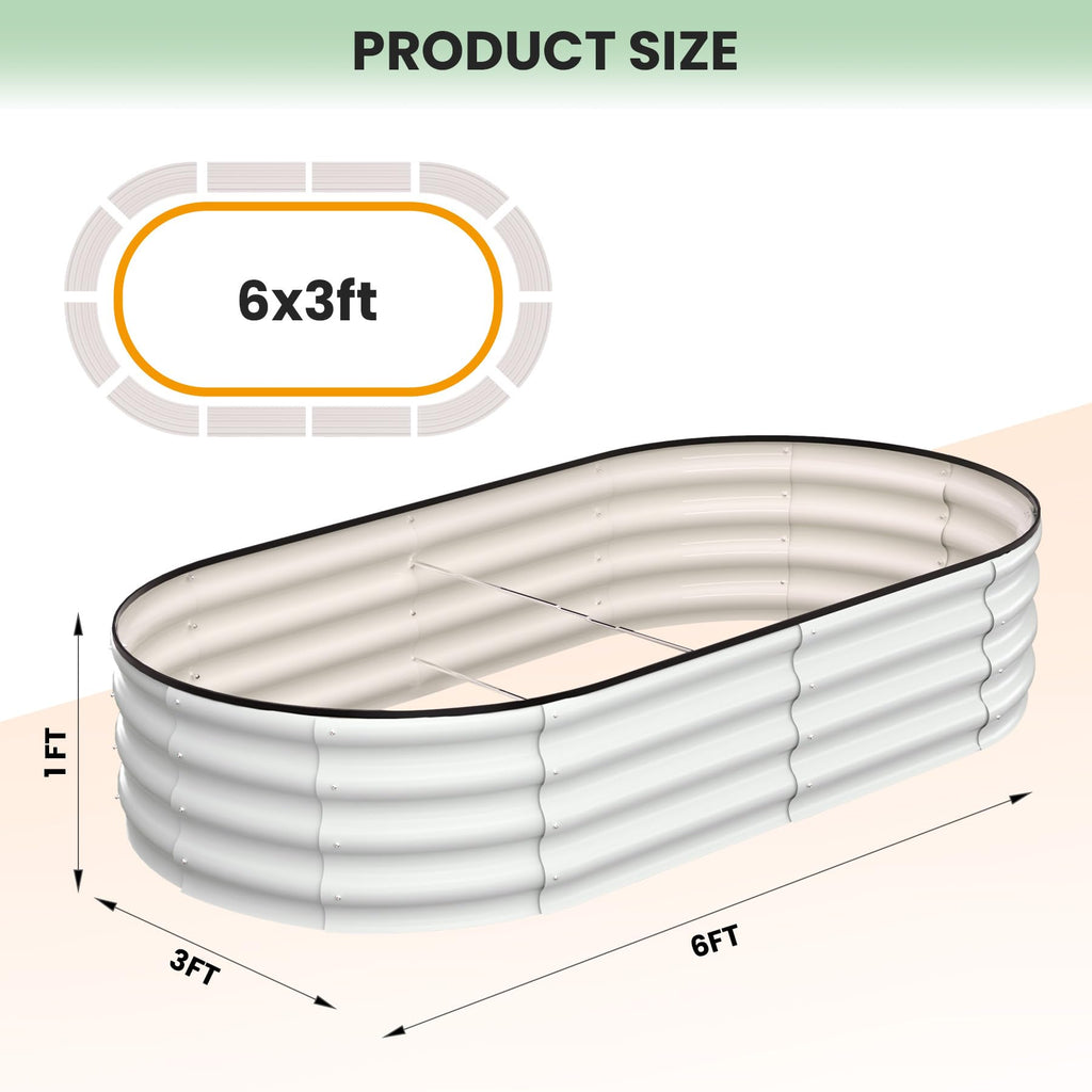 Greenhaus Gardening Oval Galvanized Raised Garden Bed 6 x 3 x 1 FT