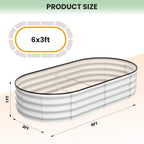 Greenhaus Gardening Oval Galvanized Raised Garden Bed 6 x 3 x 1 FT