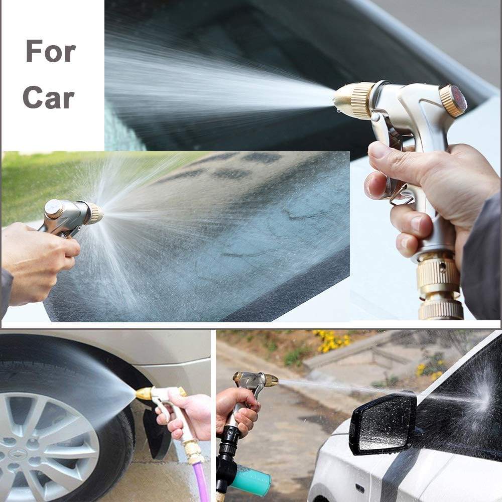 Greenhaus Gardening Heavy Duty Metal Garden Hose Nozzle with 4 Spray Patterns
