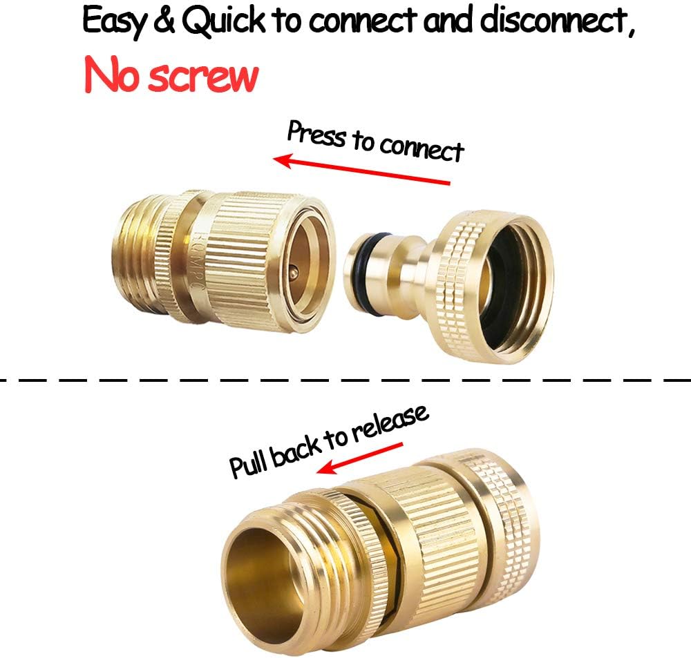 Greenhaus Gardening Solid Brass Garden Hose Quick Connect Set, 3/4 Inch GHT, 2 Sets