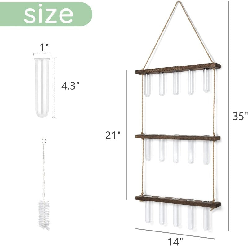 Greenhaus Gardening Wooden Plant Propagation Stand with Glass Bulb Vases