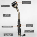 Greenhaus Gardening Heavy Duty 15" Metal Watering Wand with 10 Spray Patterns & Thumb Control