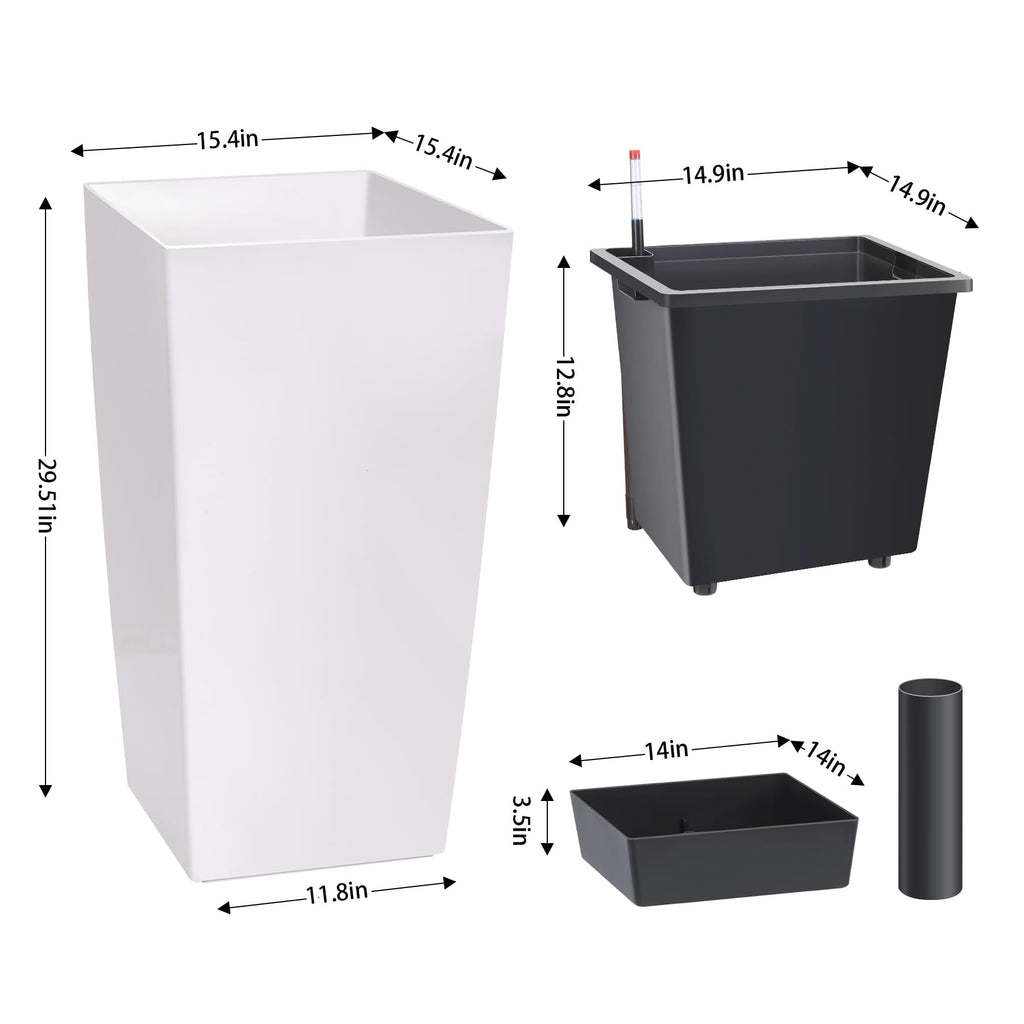 Greenhaus Gardening 30-Inch Indoor Outdoor Planter Set with Inner Buckets
