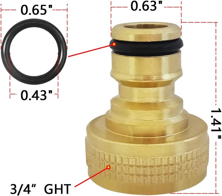 Greenhaus Gardening Solid Brass Garden Hose Quick Connect Set, 3/4 Inch GHT, 2 Sets