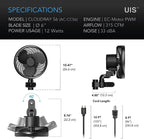 Greenhaus Gardening Clip Fan for Grow Tent Air Circulation
