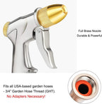 Greenhaus Gardening Heavy Duty Metal Garden Hose Nozzle with 4 Spray Patterns