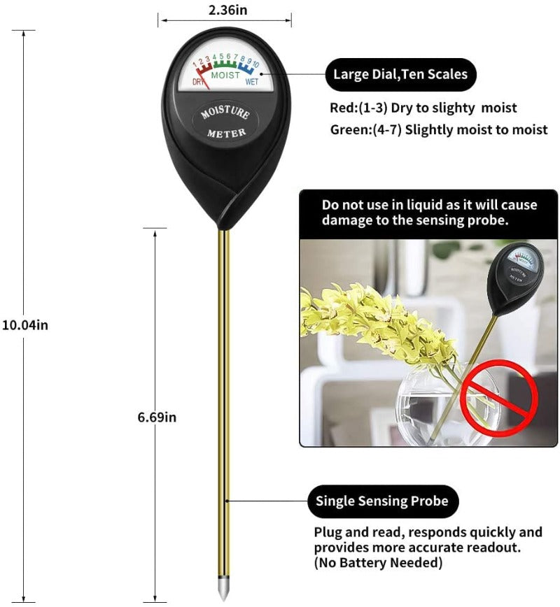 Greenhaus Gardening Soil Hygrometer Sensor for Gardens, Lawns & Potted Plants