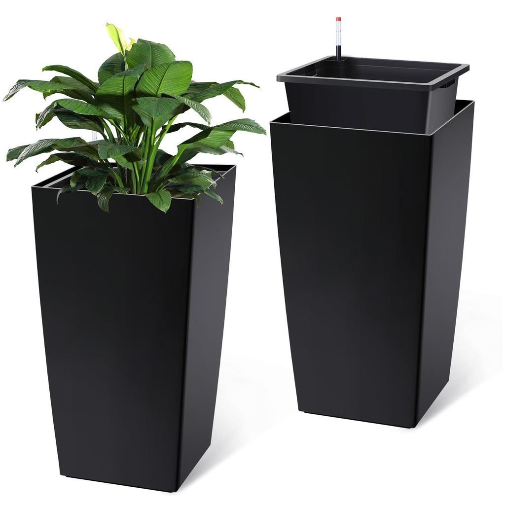 Greenhaus Gardening 30-Inch Self-Watering Tall Planters Set of 2