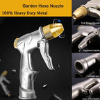 Greenhaus Gardening Heavy Duty Metal Garden Hose Nozzle with 4 Spray Patterns