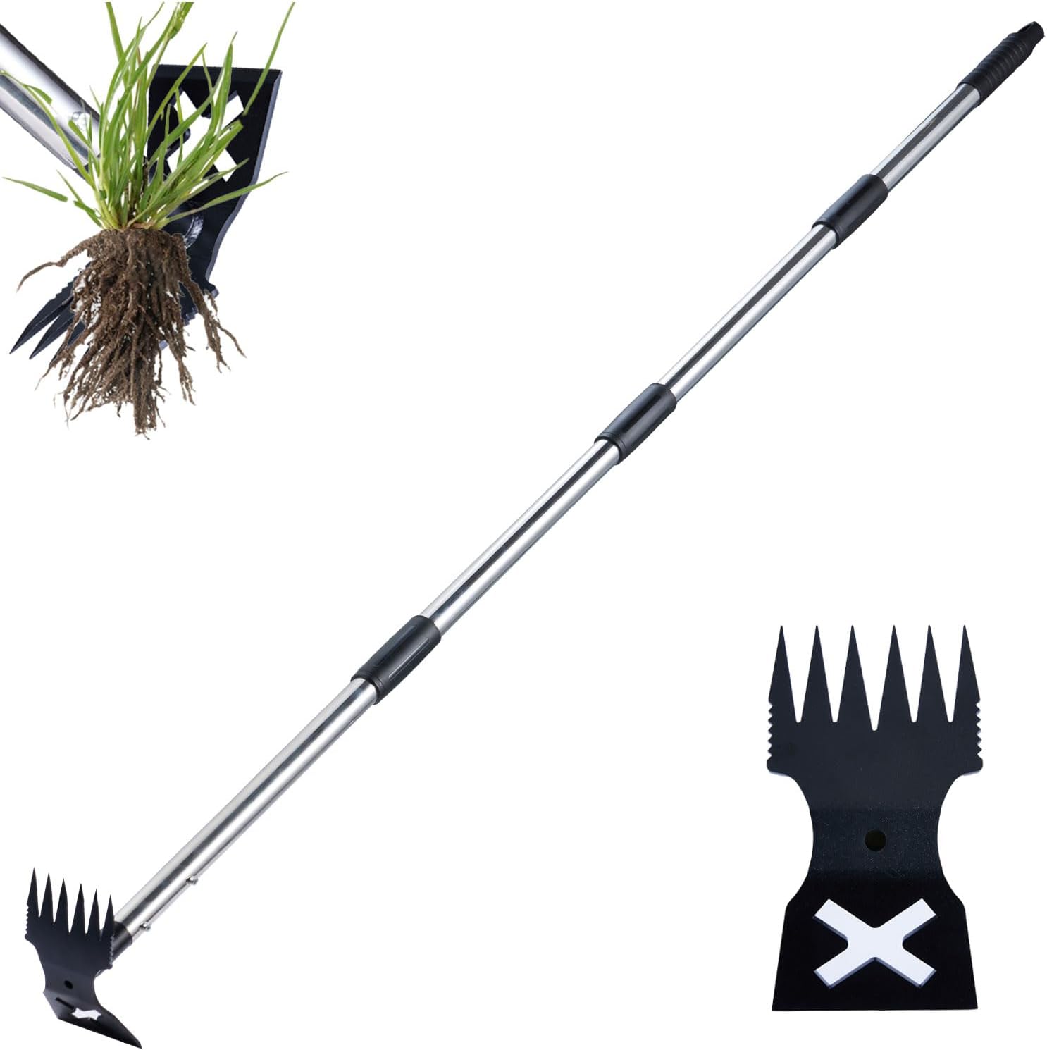 Greenhaus Gardening 2-in-1 Weed Puller Tool with 60-Inch Adjustable Handle