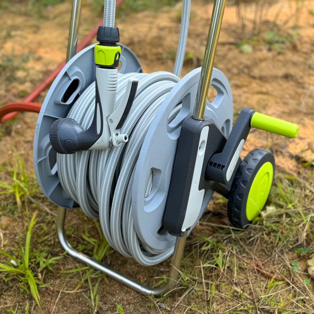 Greenhaus Gardening Hose Reel Cart with Tough Lightweight 100ft Hose