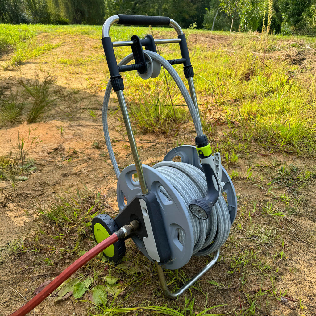 Greenhaus Gardening Hose Reel Cart with Tough Lightweight 100ft Hose