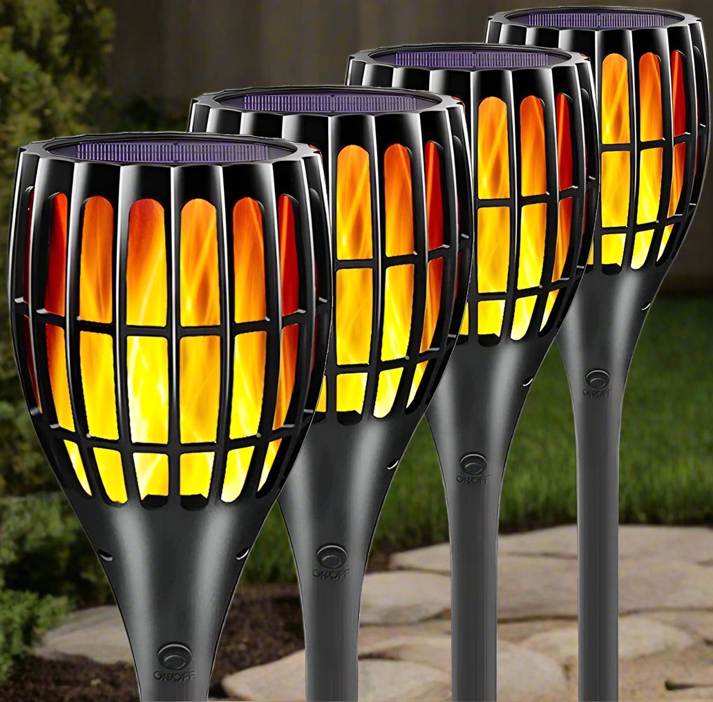 Greenhaus Gardening LED Solar Torch Lights for Garden and Patio