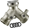 Greenhaus Gardening Nickel Plated Brass Garden Hose Splitter