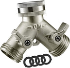 Greenhaus Gardening Nickel Plated Garden Hose Splitter for 3/4-Inch Faucets