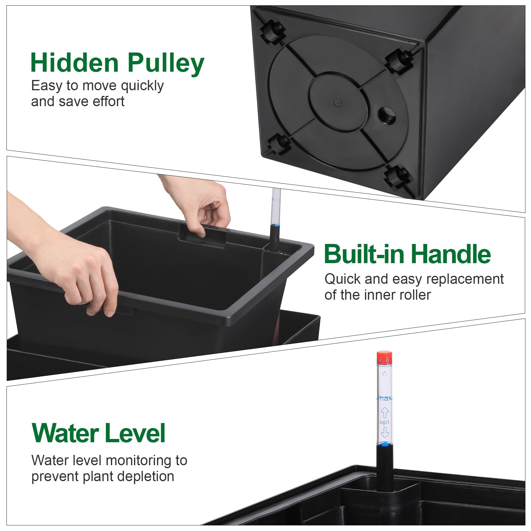Greenhaus Gardening 30-Inch Self-Watering Tall Planters Set of 2