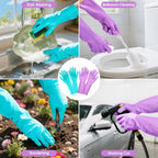 Greenhaus Gardening Reusable Cleaning Gloves, Latex-Free with Cotton Lining, 2 Pairs