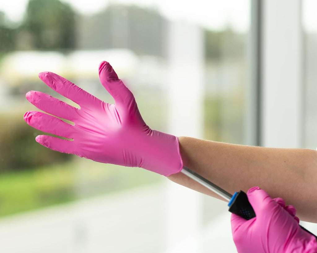 Greenhaus Gardening Pink Nitrile Disposable Gloves, Latex-Free & Powder-Free, 100 Count