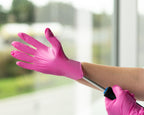Greenhaus Gardening Pink Nitrile Disposable Gloves, Latex-Free & Powder-Free, 100 Count