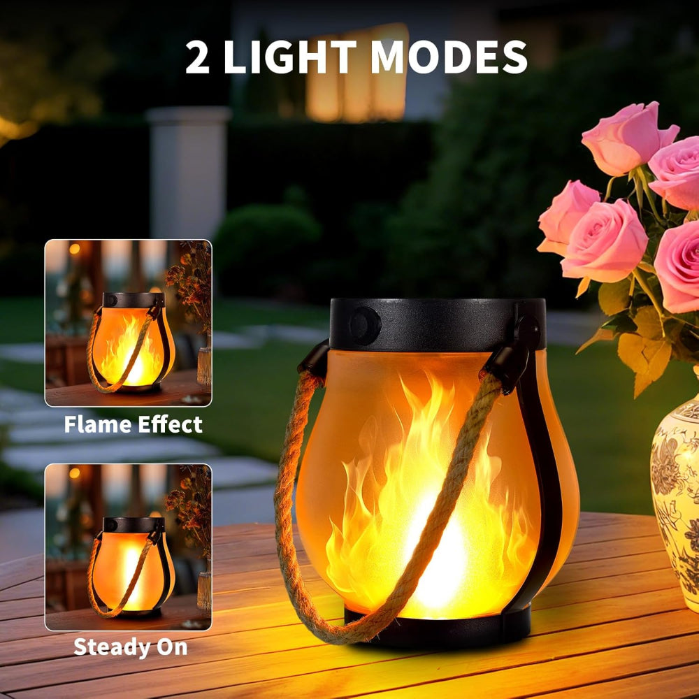 Greenhaus Gardening IP65 Waterproof Solar Flame Lights 2-Pack