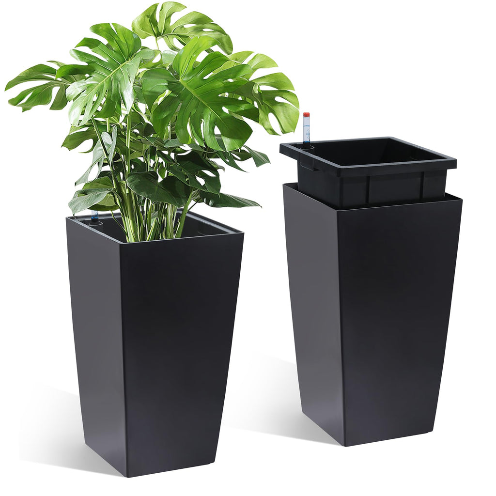 Greenhaus Gardening 16-Inch Rectangular Self-Watering Planters Set of 2
