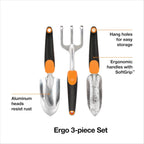Greenhaus Gardening Heavy-Duty Aluminum Garden Tool Set for Digging, Planting & Cultivating