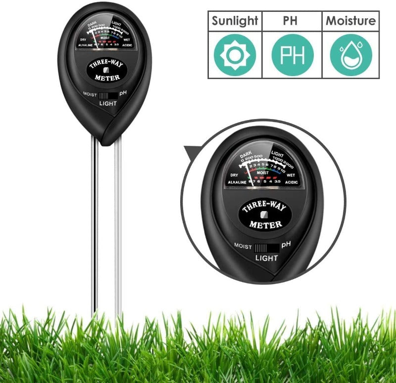 Greenhaus Gardening 3-in-1 Soil Moisture Meter with pH and Light Tester
