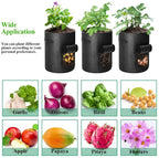 Greenhaus Gardening Black Non-Woven Grow Bags with Harvest Access Window