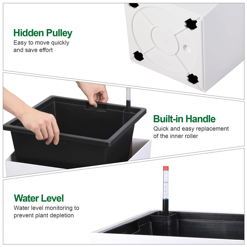 Greenhaus Gardening 30-Inch Indoor Outdoor Planter Set with Inner Buckets