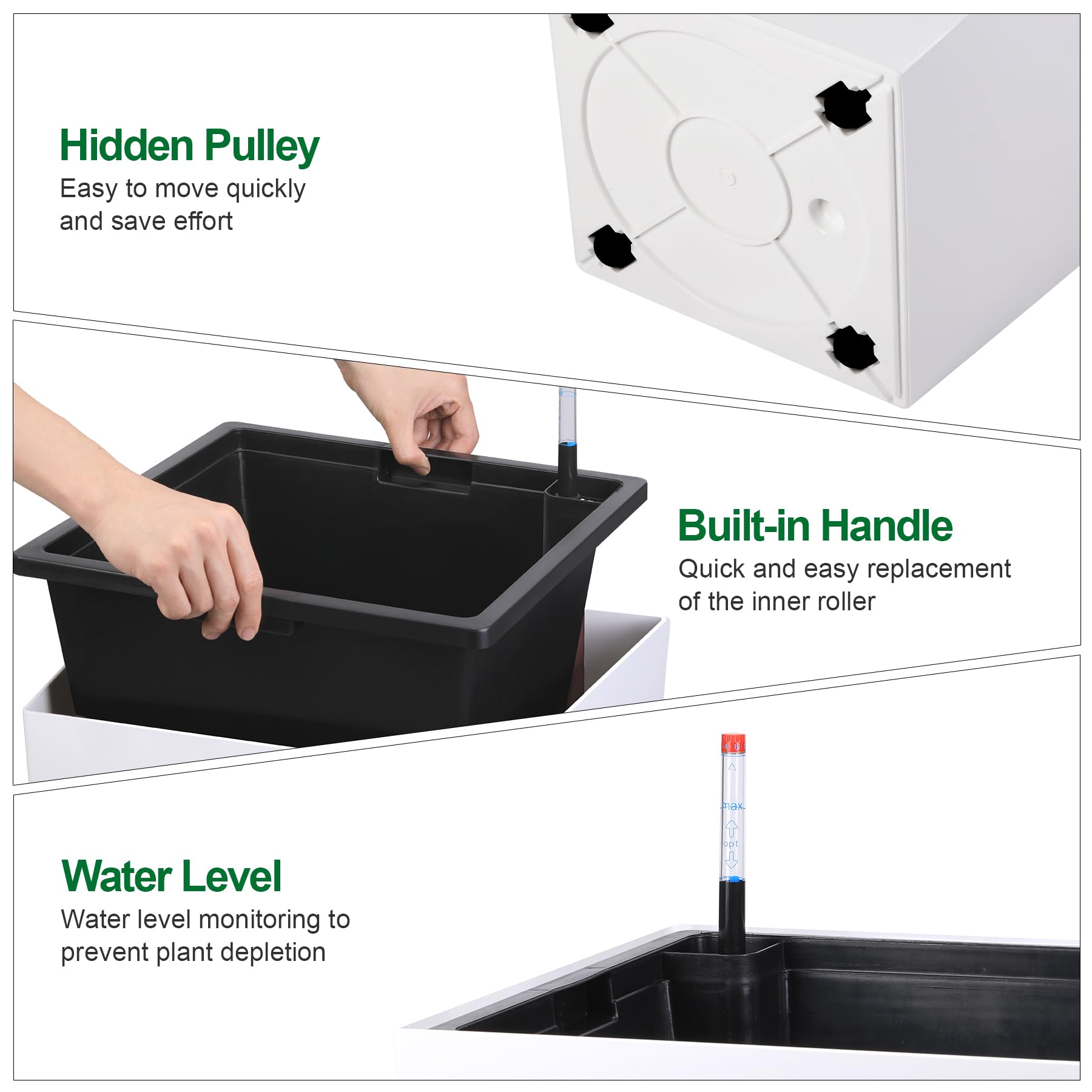Greenhaus Gardening 30-Inch Indoor Outdoor Planter Set with Inner Buckets