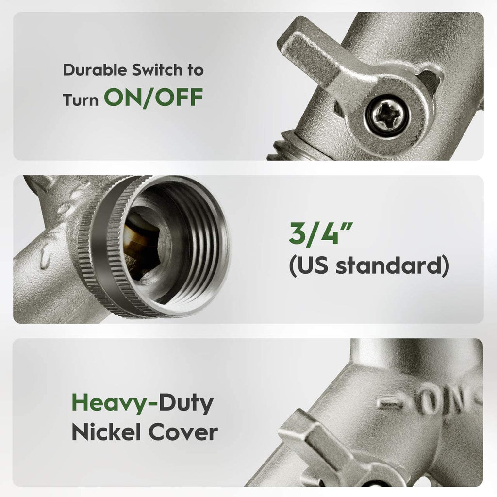 Greenhaus Gardening Nickel Plated Brass Garden Hose Splitter