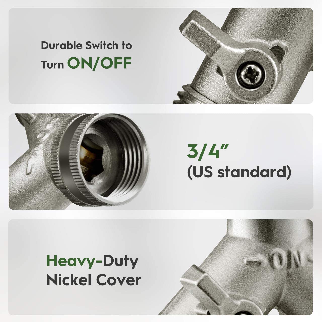 Greenhaus Gardening Nickel Plated Brass Garden Hose Splitter