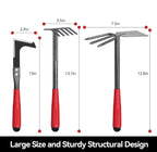 Greenhaus Gardening 6-Piece Heavy-Duty Garden Hand Tool Set with Trowel, Rakes, Hoe & Crack Weeder