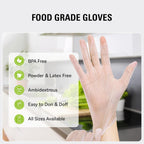 Greenhaus Gardening Clear Disposable Vinyl Gloves, Food Safe, Latex-Free & Powder-Free