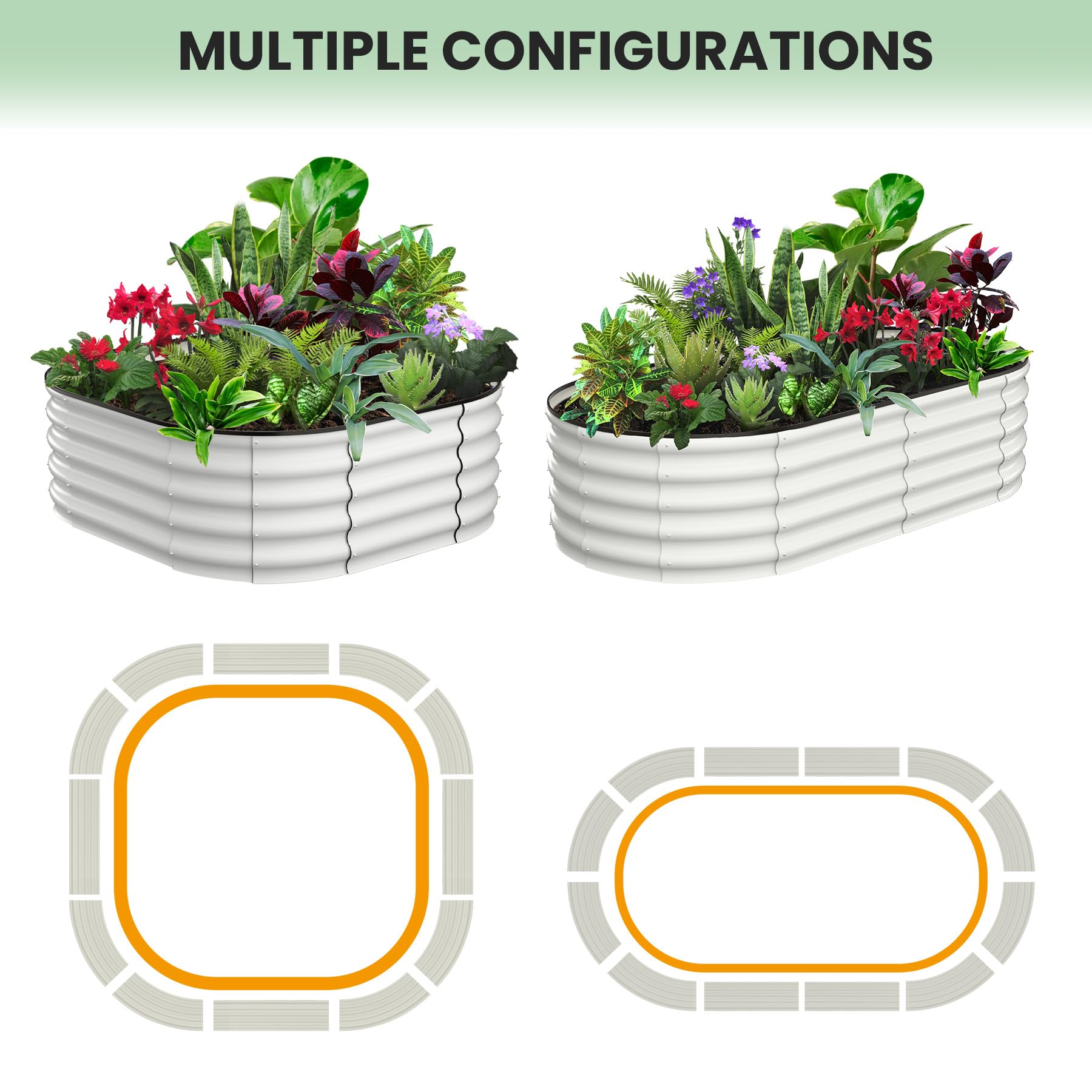 Greenhaus Gardening Oval Galvanized Raised Garden Bed 6 x 3 x 1 FT