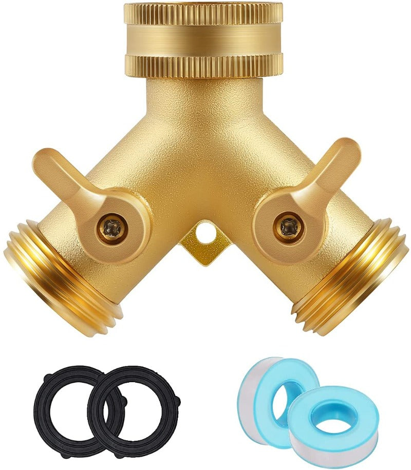 Greenhaus Gardening Brass Hose Adapter with Watertight Ball Valves