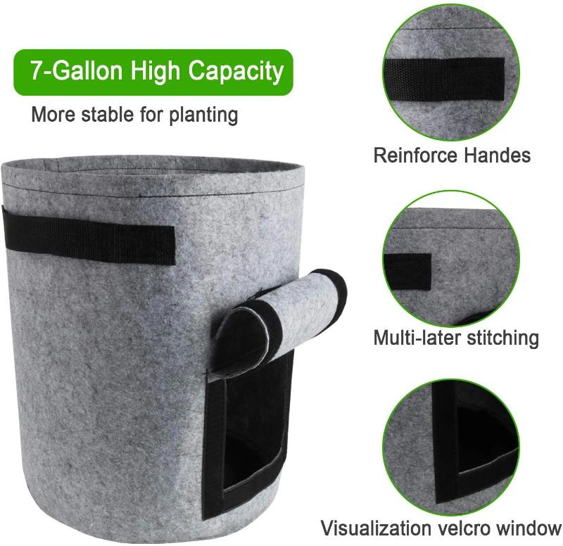 Greenhaus Gardening Vegetable Grow Bags with Side Harvest Access Window