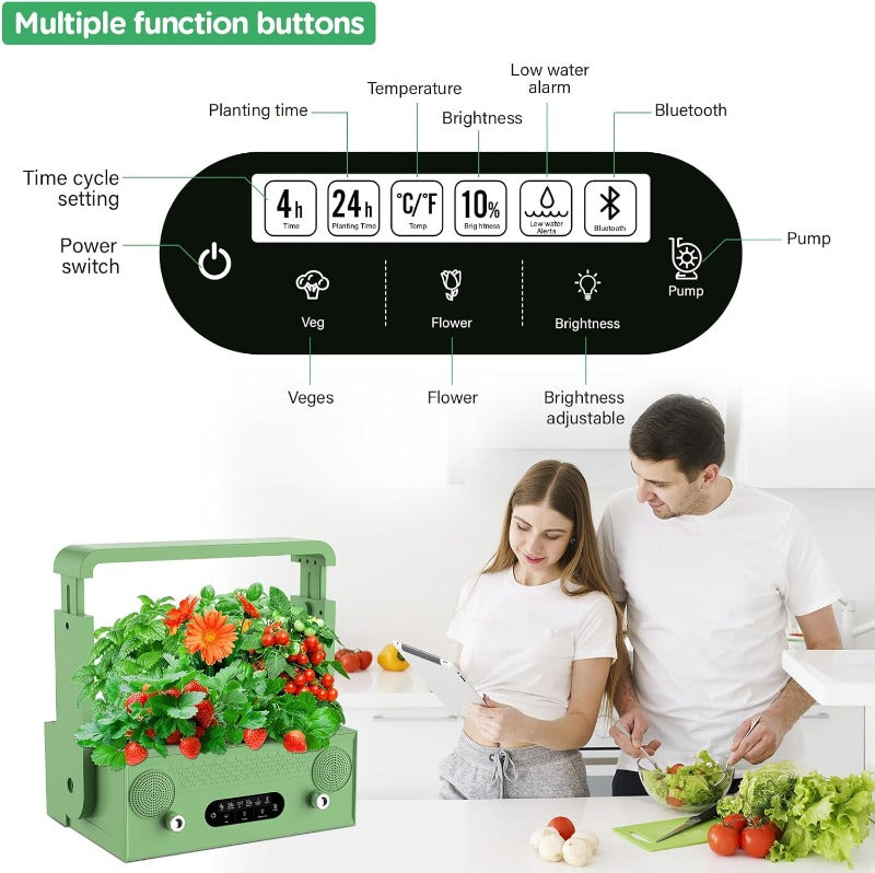 Greenhaus Gardening Hydroponic Herb Growing Kit with Built-In Bluetooth Audio