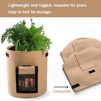Greenhaus Gardening Double-Layer Beige Fabric Grow Bags with Handles