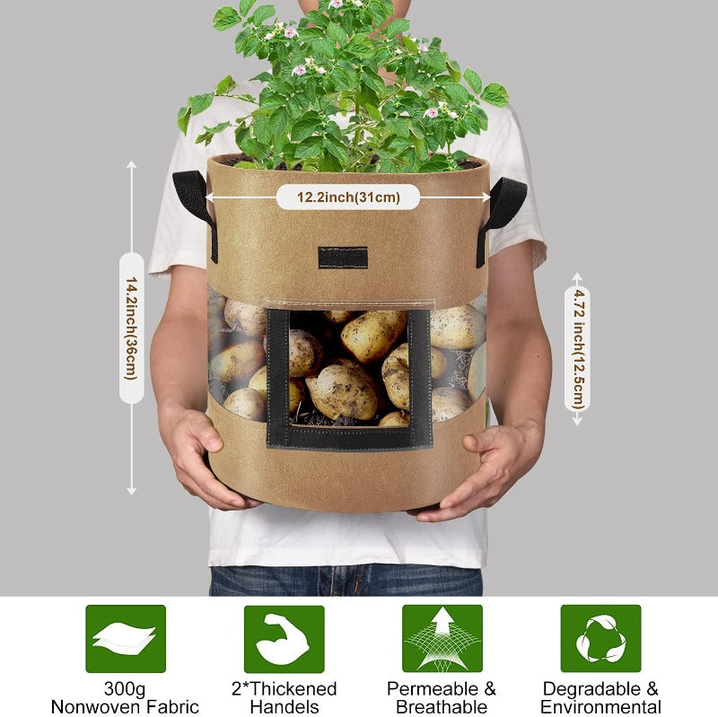 Greenhaus Gardening Portable Fabric Grow Pots for Indoor and Outdoor Gardening