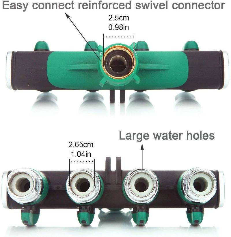 Greenhaus Gardening Outdoor Hose Splitter with Smooth Flow Control Handles