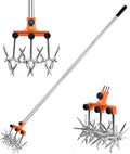 Greenhaus Gardening 57-Inch Rotary Cultivator with Adjustable Handle and Interchangeable Wheels