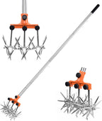 Greenhaus Gardening 57-Inch Rotary Cultivator with Adjustable Handle and Interchangeable Wheels